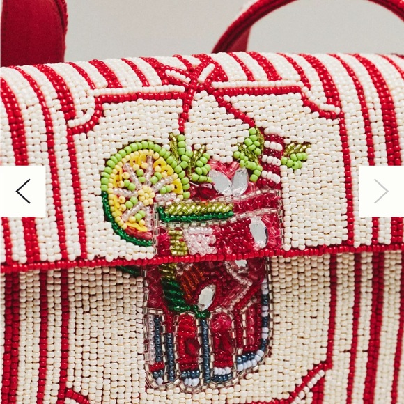 Anthropologie Fiona Beaded Bag Stripe Cocktail NWT - Picture 3 of 3